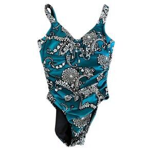 Magicsuit by Miraclesuit One-Piece Swimsuit – Teal & Black Paisley – Size M